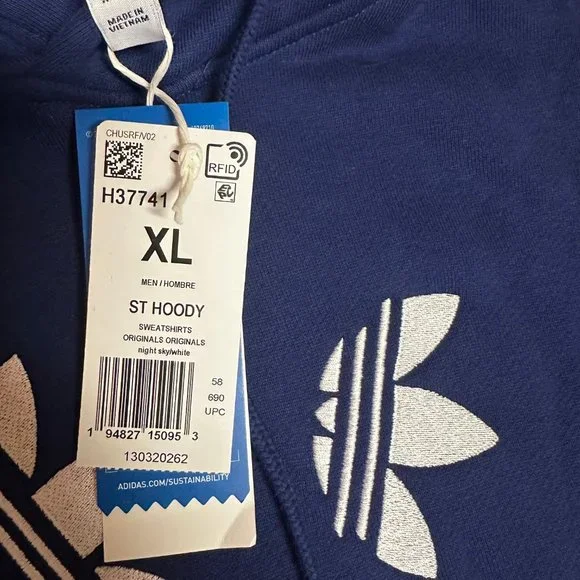 Adidas Mens Blue Shattered Trefoil Long Sleeve Hoodie & Pant Sweat Tracksuit